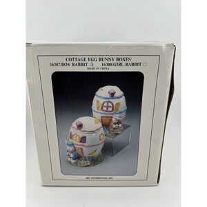 Vintage ABC Distributing Inc.‎ Ceramic Cottage Egg Easter Bunny Rabbit Box